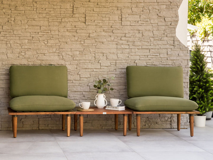 Frascati Garden Lounge Set with Table 2 Seater Certified Acacia Wood Olive Green