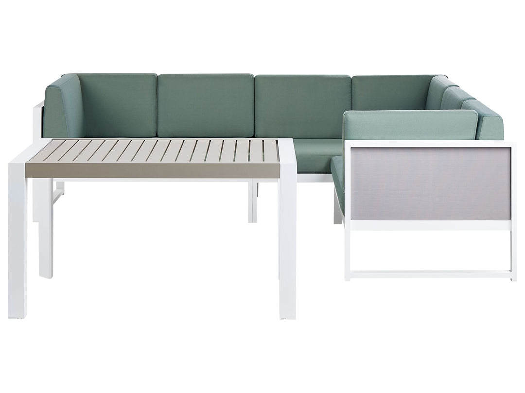 Castella Garden Corner Sofa with Table 6 Seater Left Hand Metal Green