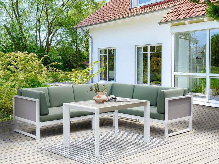 Castella Garden Corner Sofa with Table 6 Seater Left Hand Metal Green