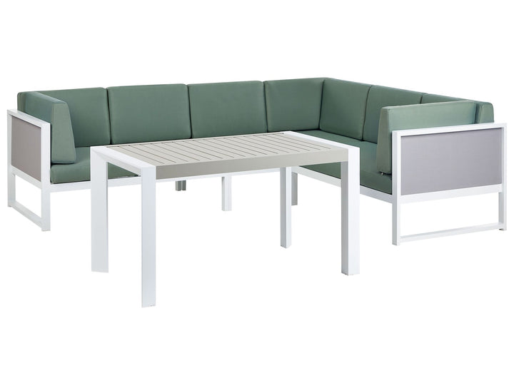 Castella Garden Corner Sofa with Table 6 Seater Left Hand Metal Green