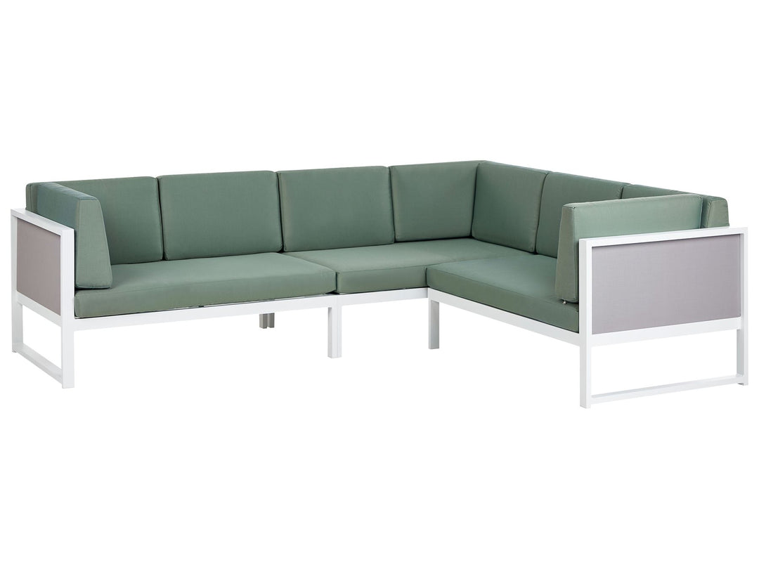 Castella Garden Corner Sofa with Table 6 Seater Left Hand Metal Green