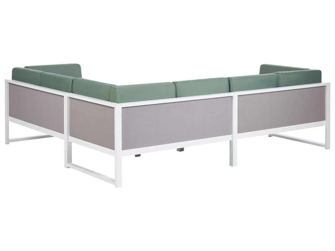 Castella Garden Corner Sofa with Table 6 Seater Left Hand Metal Green