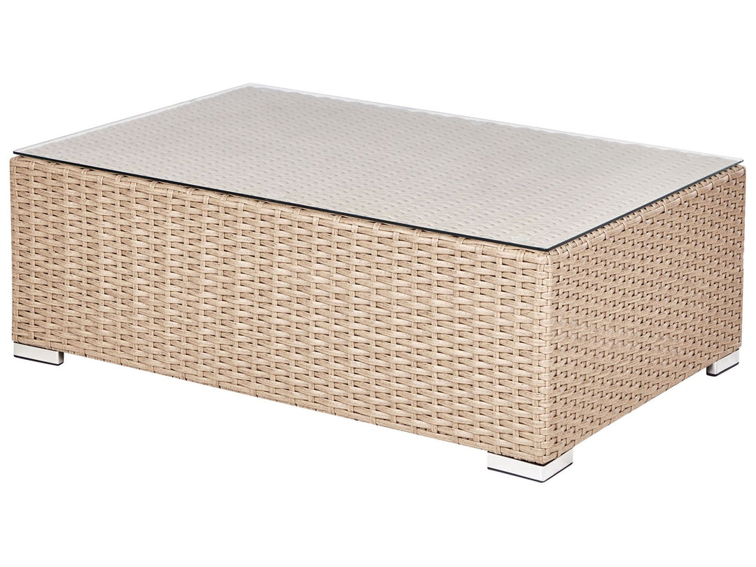 Xxl Garden Lounge Set with Table 8 Seater Right Hand Modular PE Rattan Sand Beige
