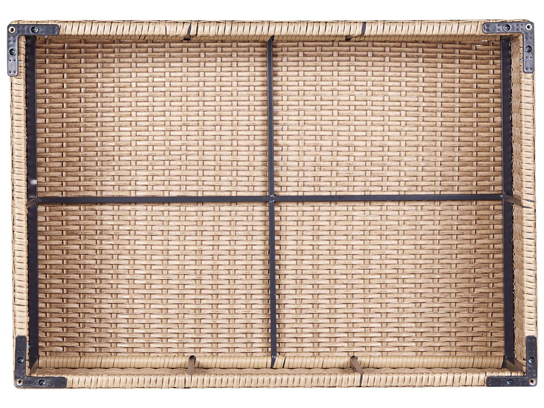 Xxl Garden Lounge Set with Table 8 Seater Right Hand Modular PE Rattan Sand Beige