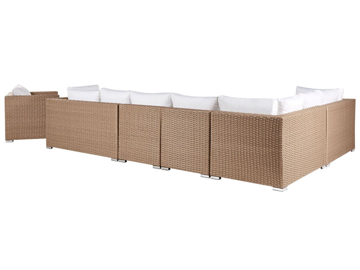 Xxl Garden Lounge Set with Table 8 Seater Right Hand Modular PE Rattan Sand Beige