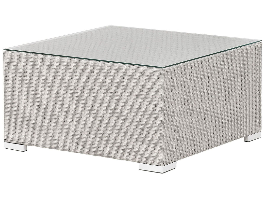 Sano Garden Corner Sofa with Table 4 Seater Right Hand Modular PE Rattan Light Grey