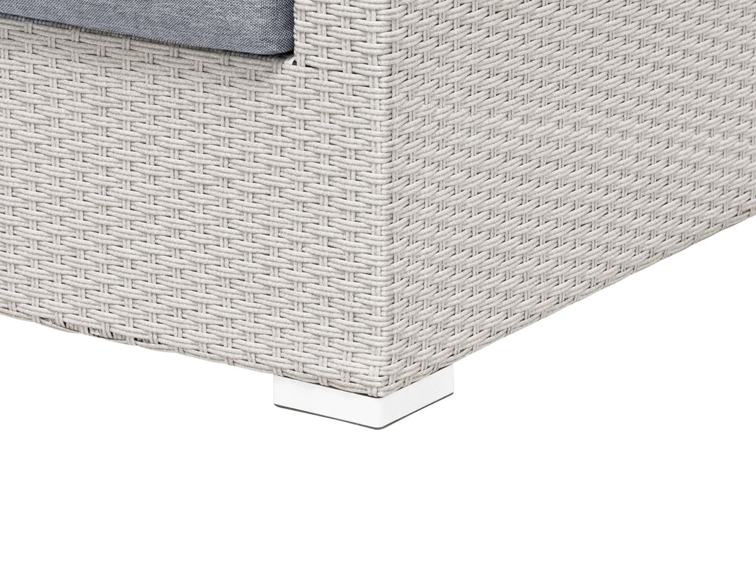 Sano Garden Corner Sofa with Table 4 Seater Right Hand Modular PE Rattan Light Grey