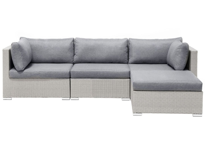 Sano Garden Corner Sofa with Table 4 Seater Right Hand Modular PE Rattan Light Grey