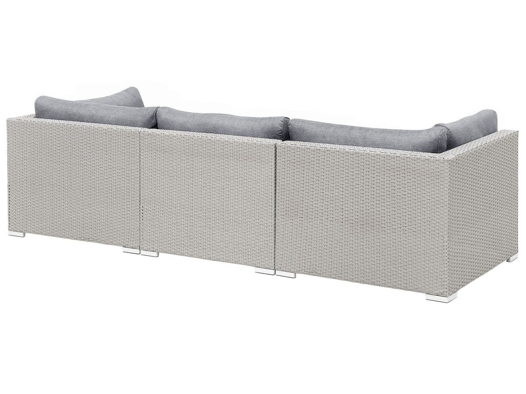 Sano Garden Corner Sofa with Table 4 Seater Right Hand Modular PE Rattan Light Grey