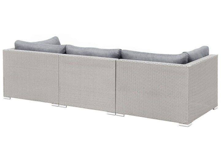 Sano Garden Corner Sofa with Table 4 Seater Right Hand Modular PE Rattan Light Grey