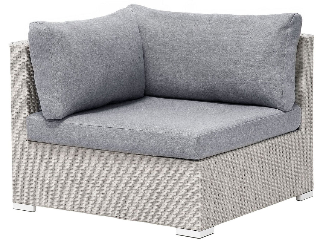 Sano Garden Corner Sofa with Table 4 Seater Right Hand Modular PE Rattan Light Grey