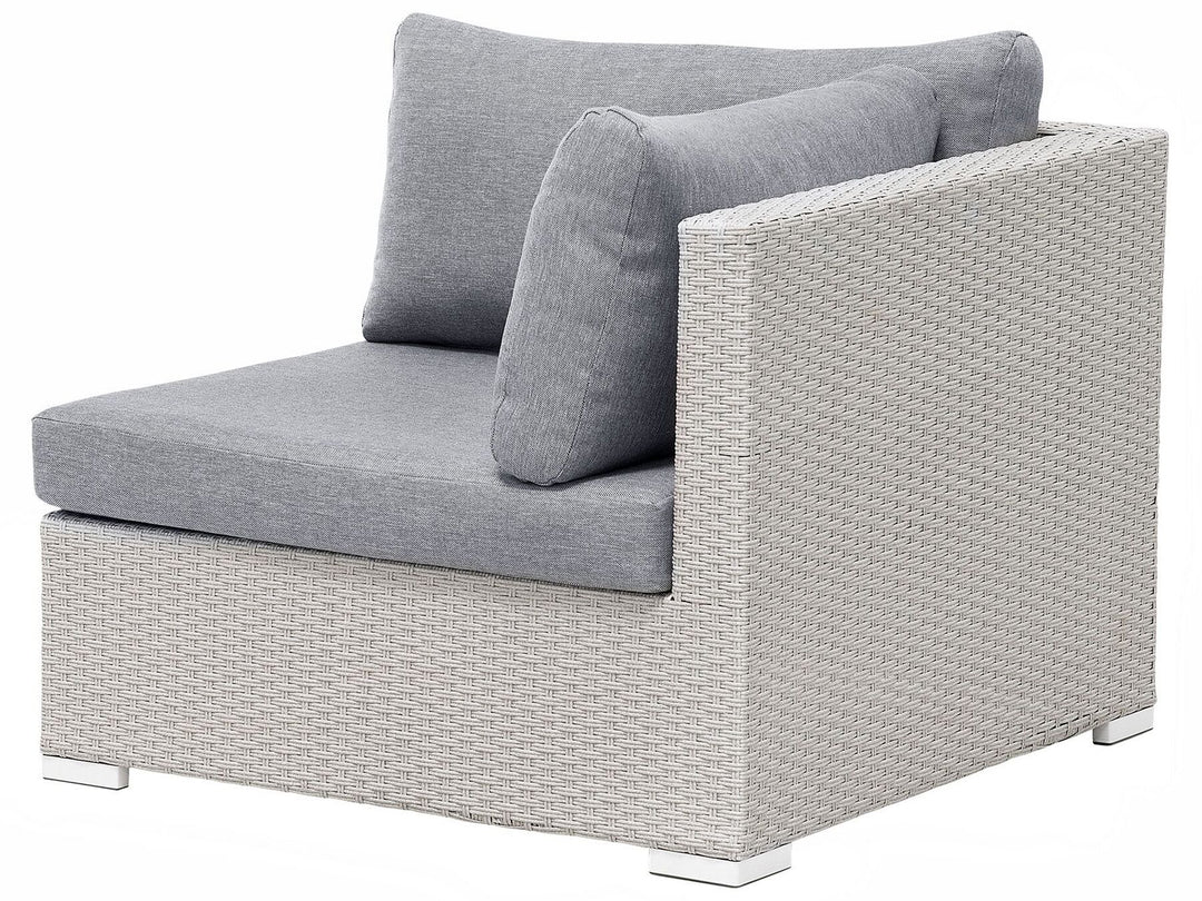 Sano Garden Corner Sofa with Table 4 Seater Right Hand Modular PE Rattan Light Grey