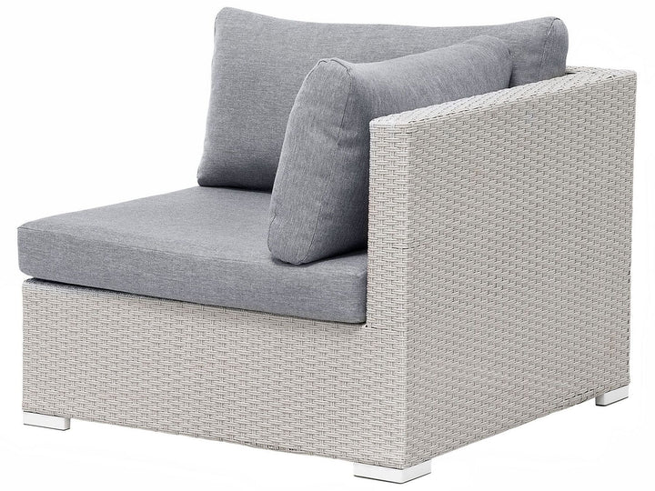 Sano Garden Corner Sofa with Table 4 Seater Right Hand Modular PE Rattan Light Grey