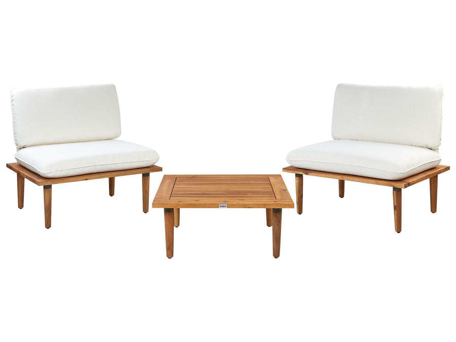 Frascati Garden Lounge Set with Table 2 Seater Certified Acacia Wood Off-White
