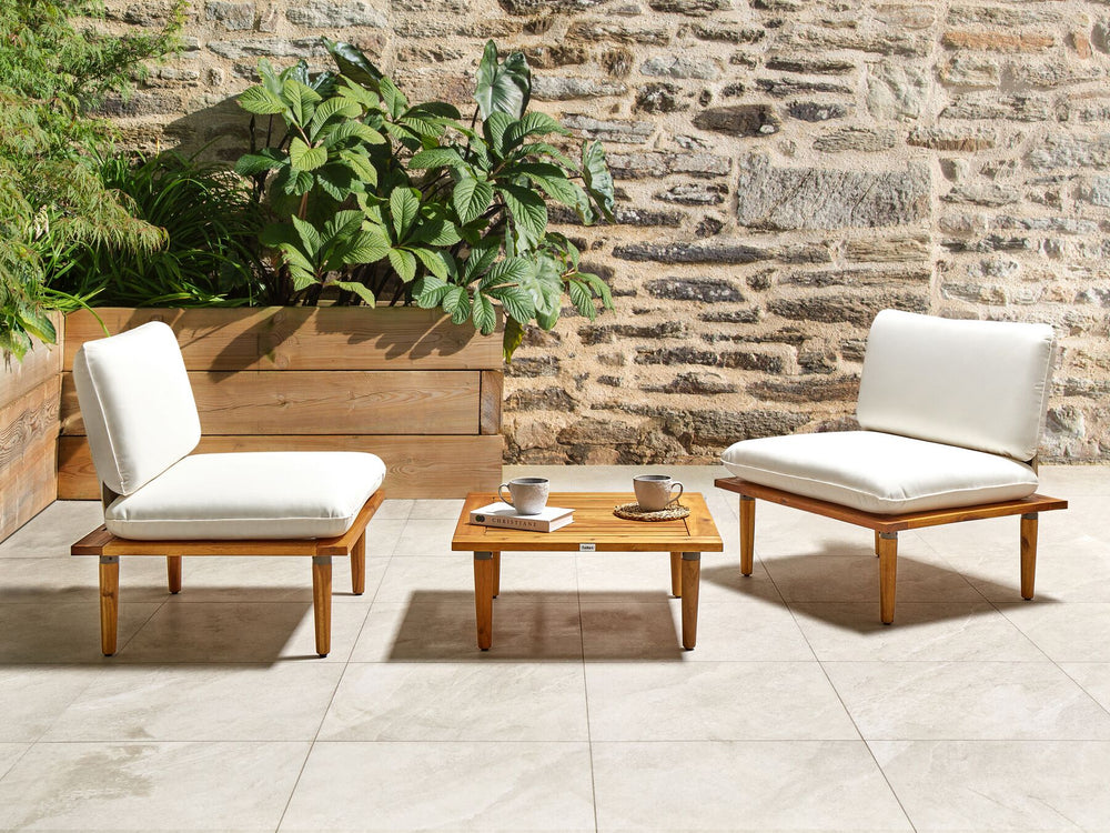 Frascati Garden Lounge Set with Table 2 Seater Certified Acacia Wood Off-White