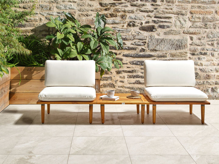 Frascati Garden Lounge Set with Table 2 Seater Certified Acacia Wood Off-White