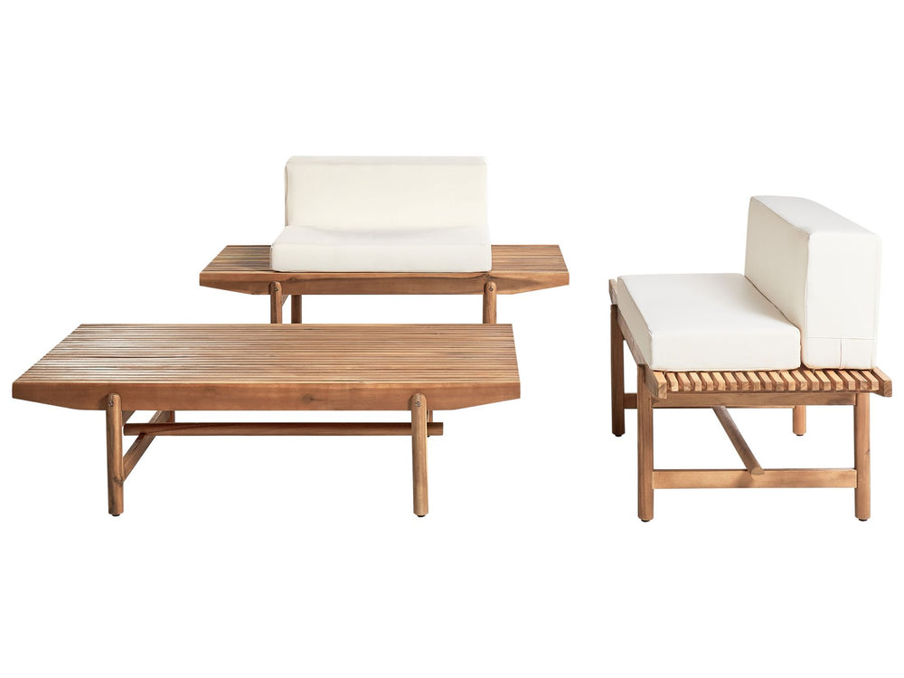 Giaveno Garden Lounge Set with Table 2 Seater Acacia Wood Off-White