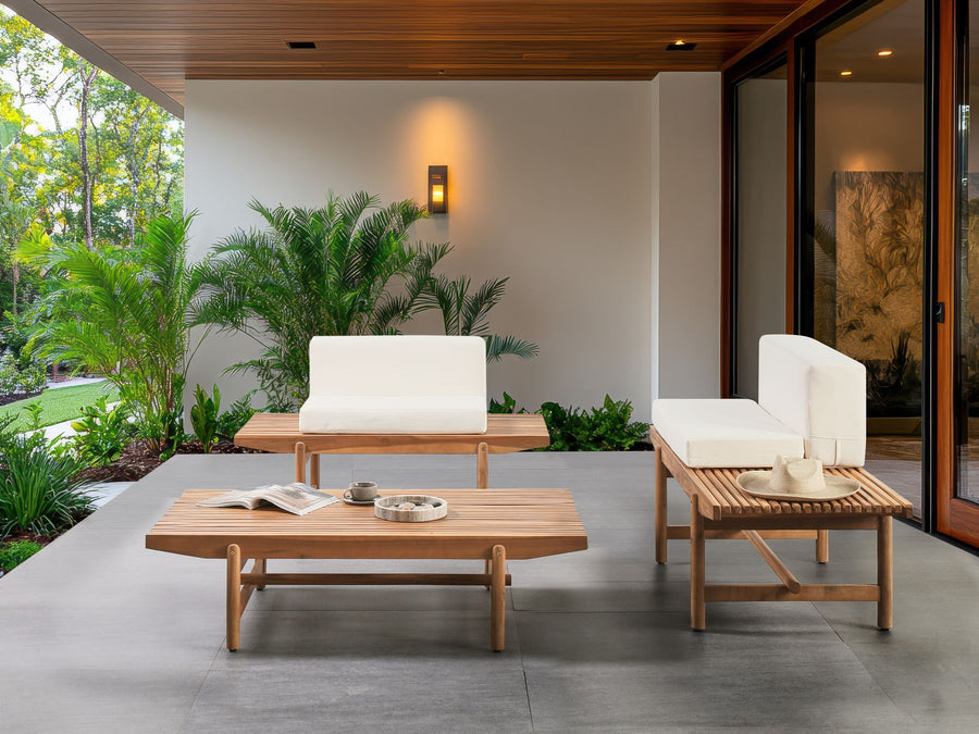 Giaveno Garden Lounge Set with Table 2 Seater Acacia Wood Off-White