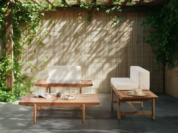 Giaveno Garden Lounge Set with Table 2 Seater Acacia Wood Off-White