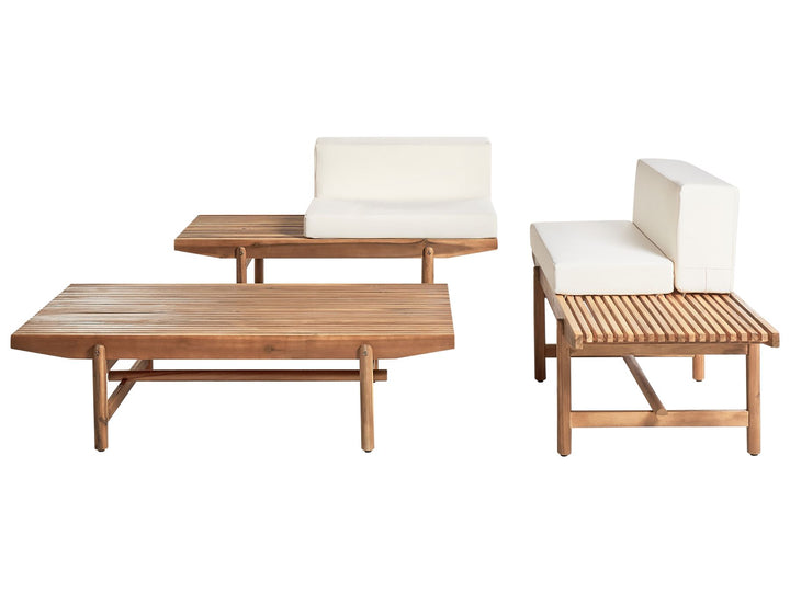 Giaveno Garden Lounge Set with Table 2 Seater Acacia Wood Off-White