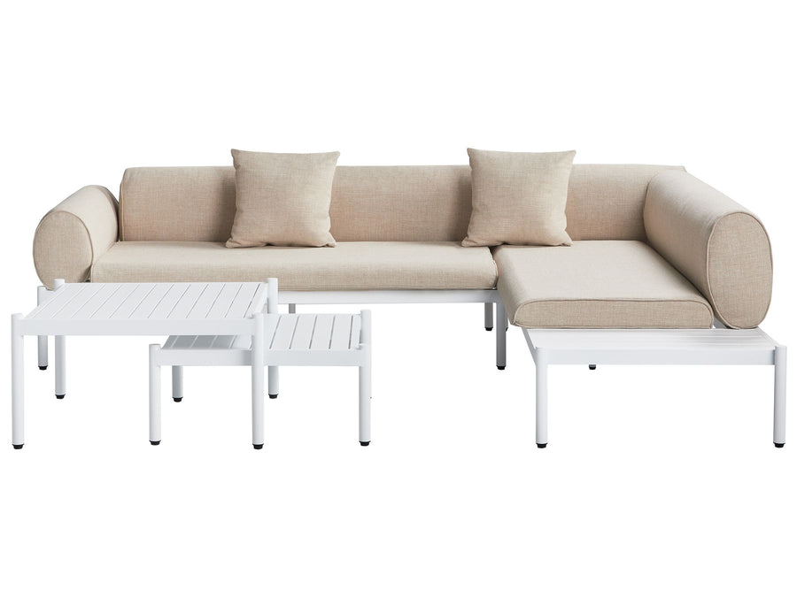 Rasiglia Garden Corner Sofa with Table 5 Seater Left Hand Metal Beige