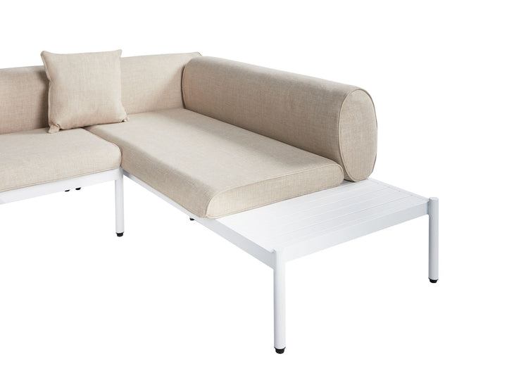 Rasiglia Garden Corner Sofa with Table 5 Seater Left Hand Metal Beige