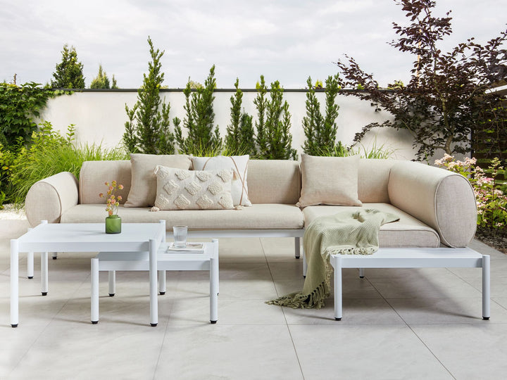 Rasiglia Garden Corner Sofa with Table 5 Seater Left Hand Metal Beige