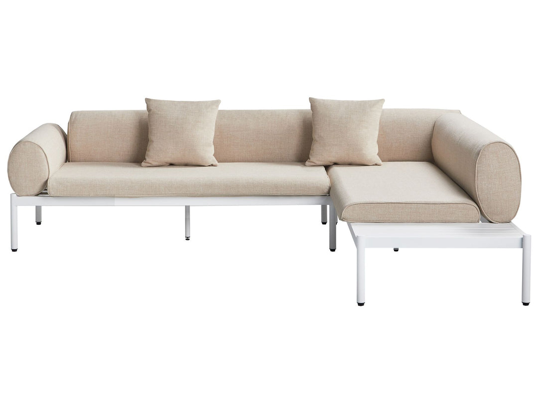 Rasiglia Garden Corner Sofa with Table 5 Seater Left Hand Metal Beige