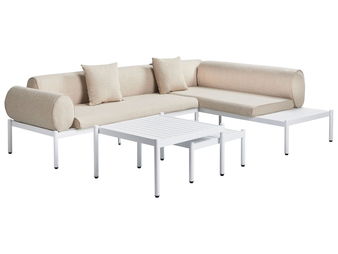 Rasiglia Garden Corner Sofa with Table 5 Seater Left Hand Metal Beige