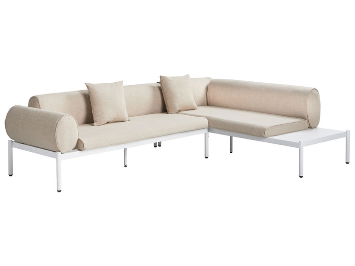 Rasiglia Garden Corner Sofa with Table 5 Seater Left Hand Metal Beige