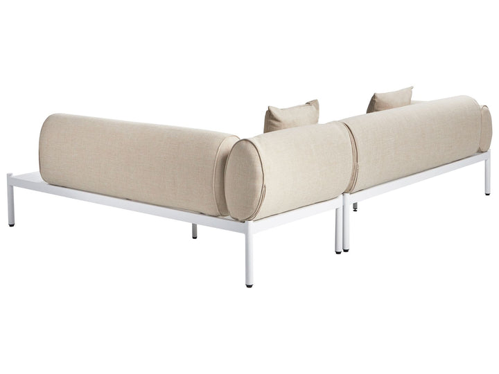 Rasiglia Garden Corner Sofa with Table 5 Seater Left Hand Metal Beige
