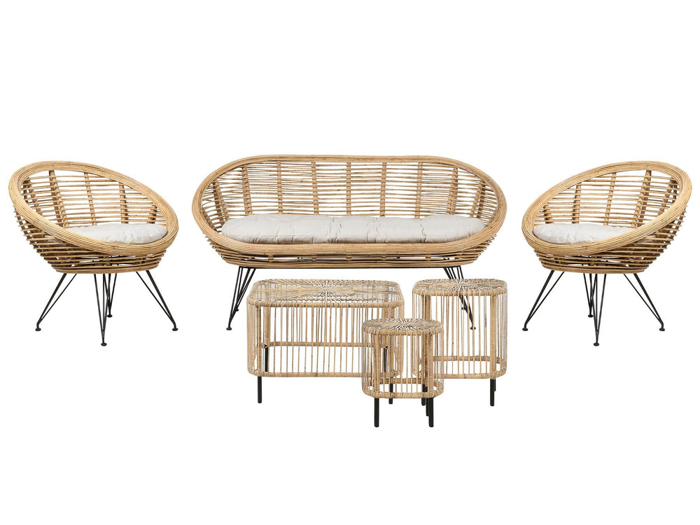 Maratea/Cesenatico Garden Lounge Set with Table 4 Seater Rattan Natural