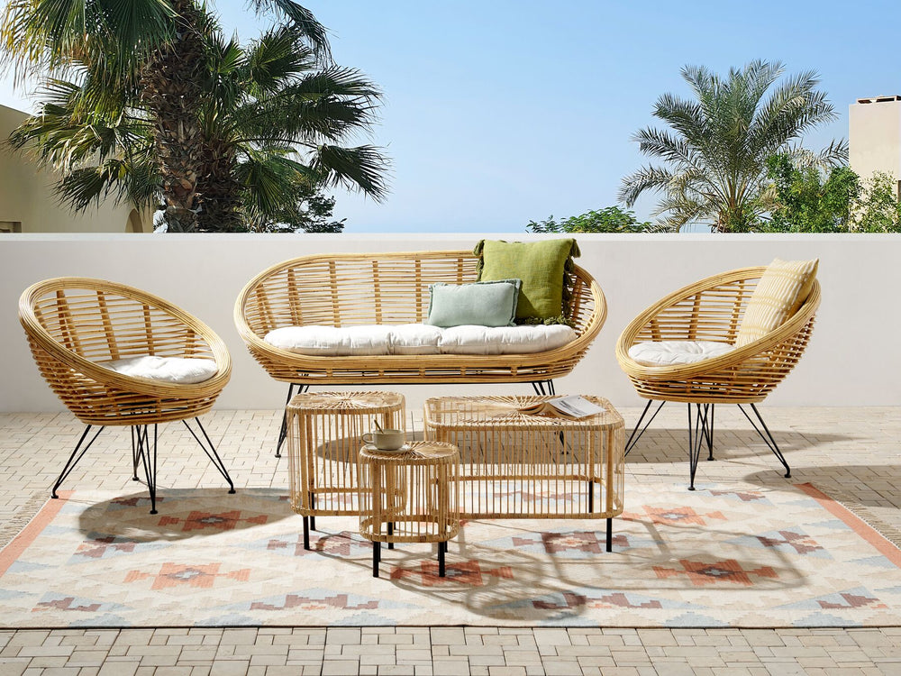 Maratea/Cesenatico Garden Lounge Set with Table 4 Seater Rattan Natural
