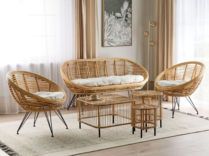 Maratea/Cesenatico Garden Lounge Set with Table 4 Seater Rattan Natural