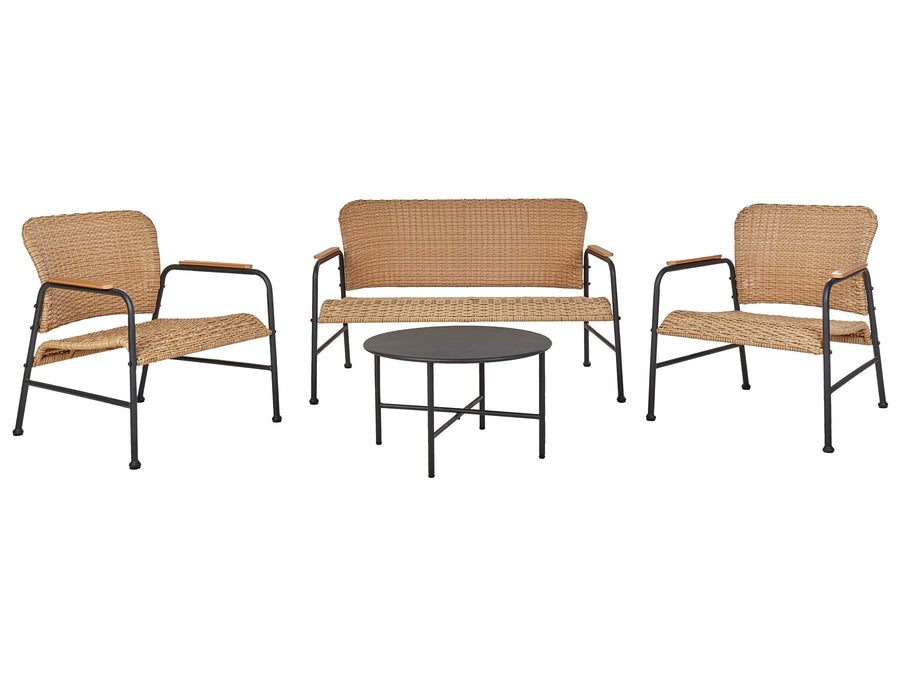 Ofanto Pe Garden Lounge Set with Table 4 Seater Rattan Natural