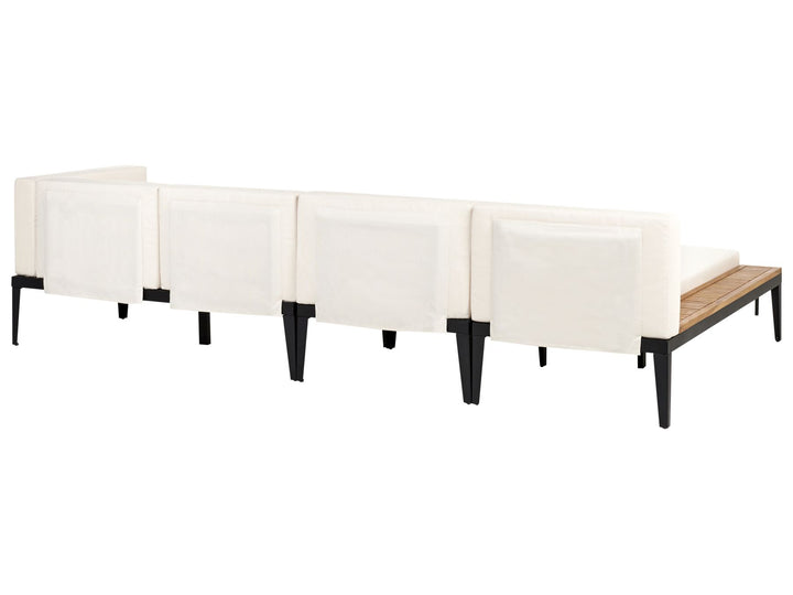 Bracciano Garden Lounge Set with Table and Ottoman 4 Seater Right Hand Certified Acacia Wood Light Beige