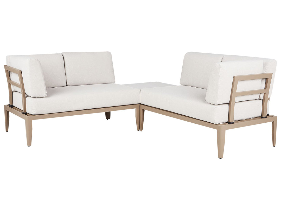 Rima III Garden Corner Sofa with Table 6 Seater Left Hand Metal Light Beige