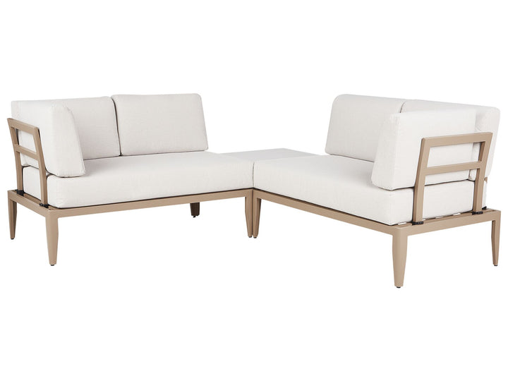 Rima III Garden Corner Sofa with Table 6 Seater Left Hand Metal Light Beige