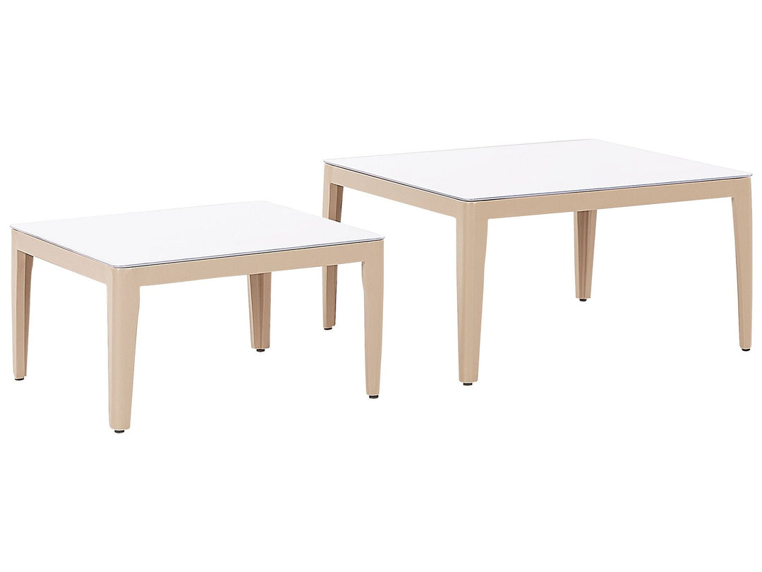 Rima III Garden Corner Sofa with Table 6 Seater Left Hand Metal Light Beige