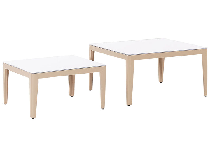 Rima III Garden Corner Sofa with Table 6 Seater Left Hand Metal Light Beige