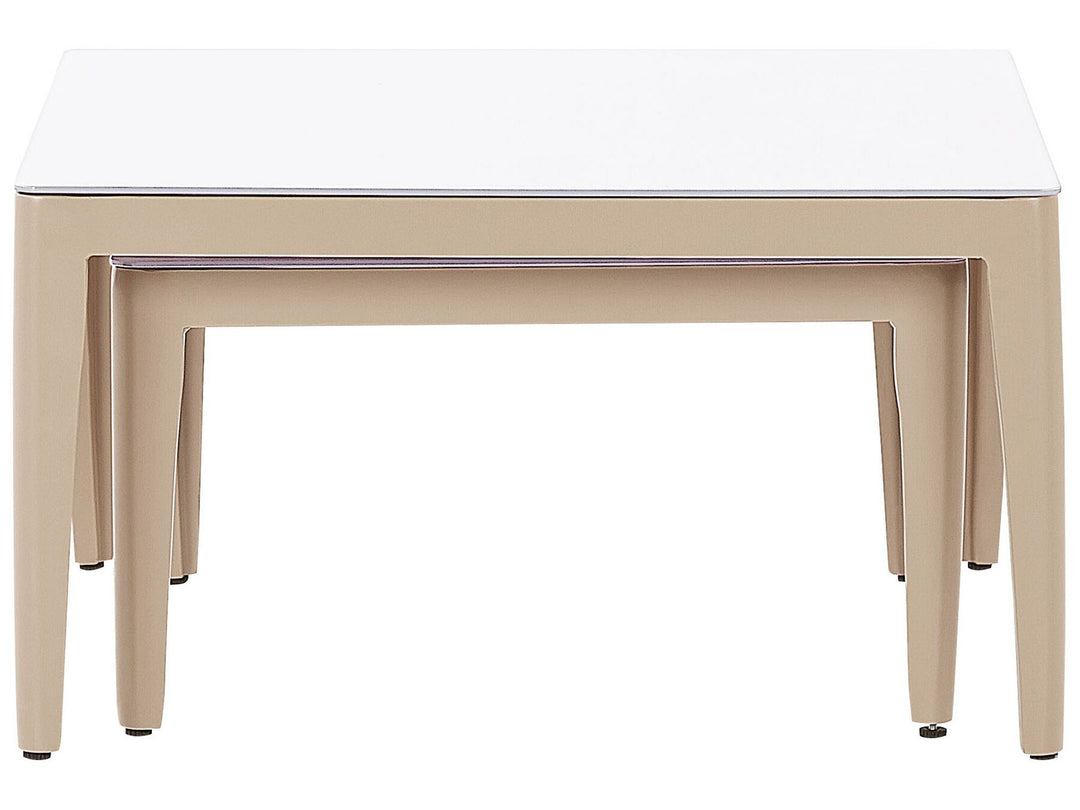 Rima III Garden Corner Sofa with Table 6 Seater Left Hand Metal Light Beige