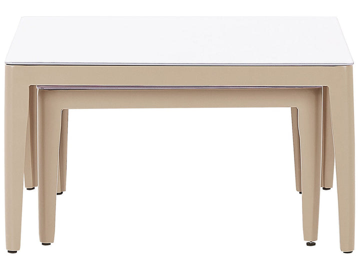 Rima III Garden Corner Sofa with Table 6 Seater Left Hand Metal Light Beige