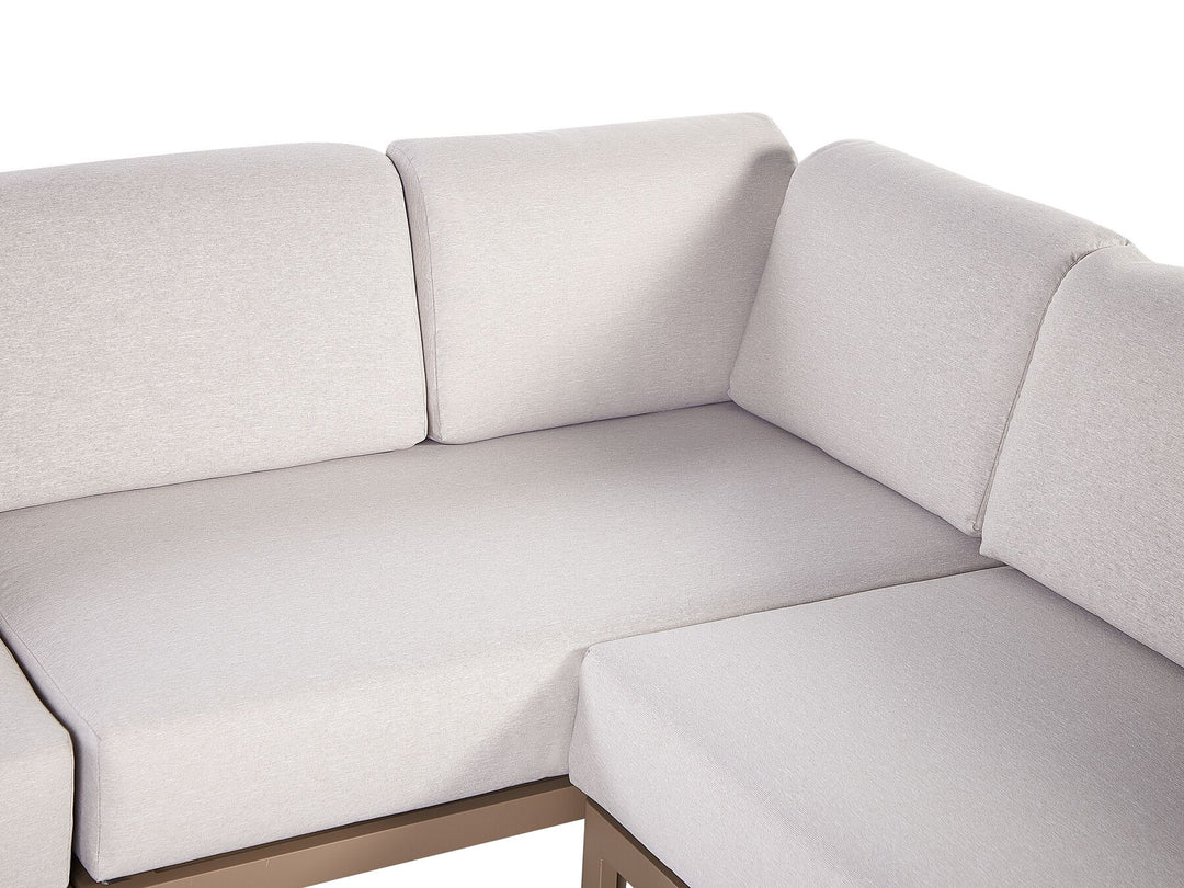 Rima III Garden Corner Sofa with Table 6 Seater Left Hand Metal Light Beige