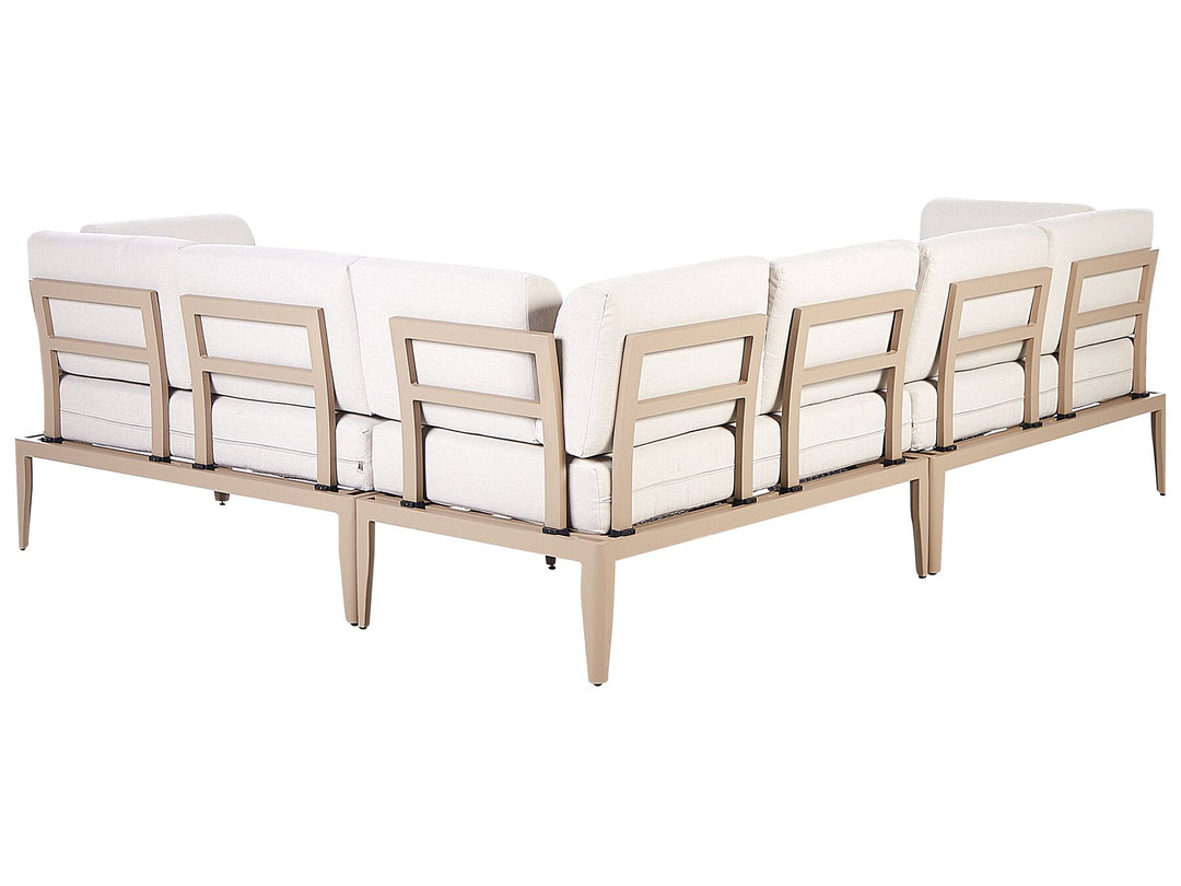 Rima III Garden Corner Sofa with Table 6 Seater Left Hand Metal Light Beige
