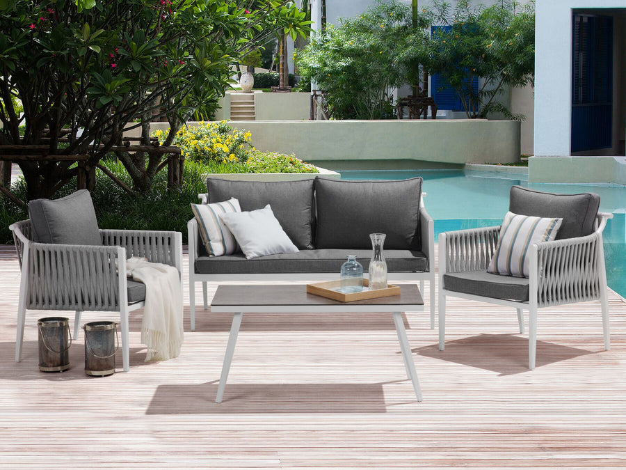 Latina Garden Lounge Set with Table 4 Seater Metal Grey