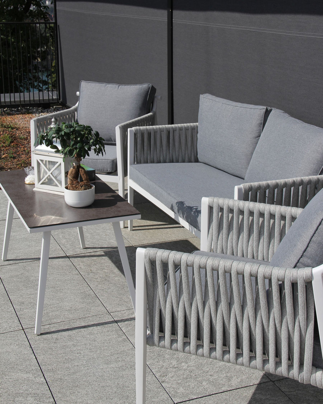Latina Garden Lounge Set with Table 4 Seater Metal Grey
