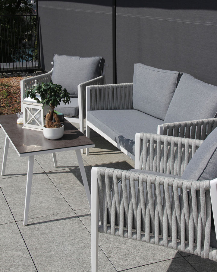 Latina Garden Lounge Set with Table 4 Seater Metal Grey