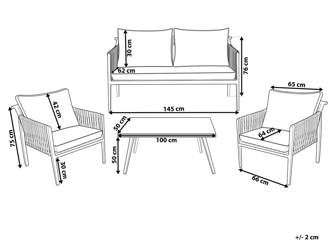 Latina Garden Lounge Set with Table 4 Seater Metal Grey