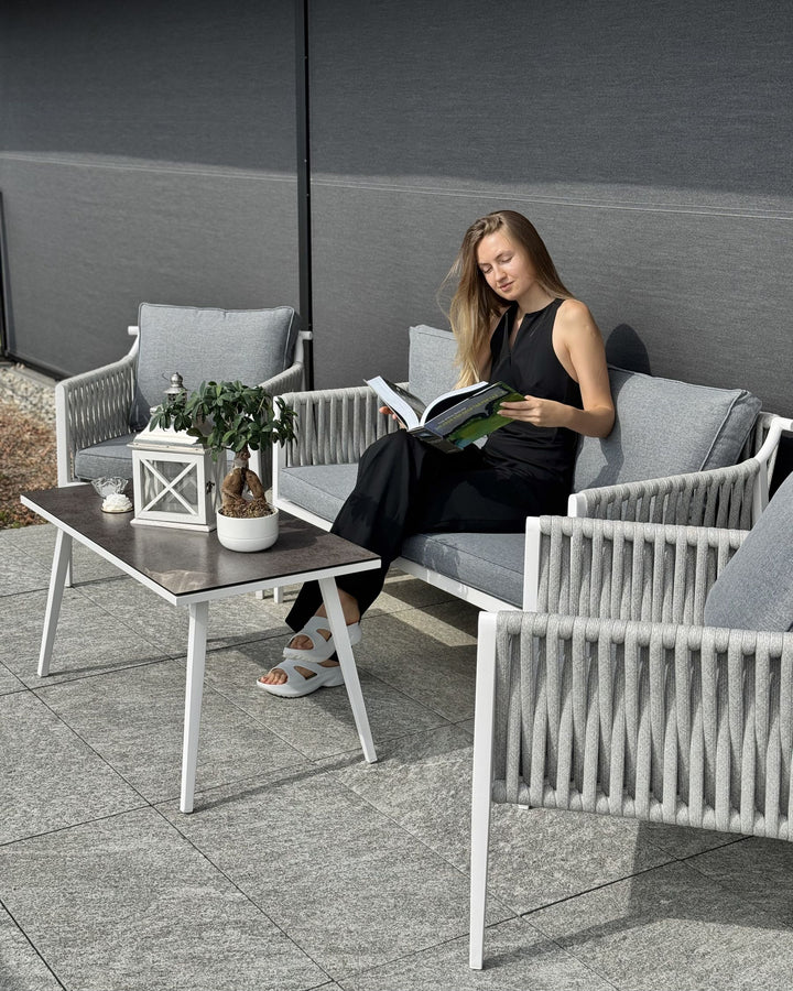 Latina Garden Lounge Set with Table 4 Seater Metal Grey