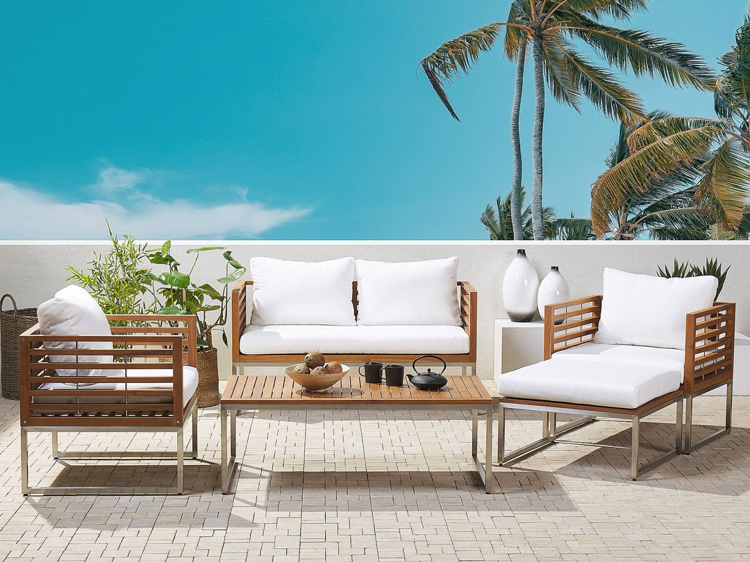 Bermuda Garden Lounge Set with Table 4 Seater Acacia Wood Brown